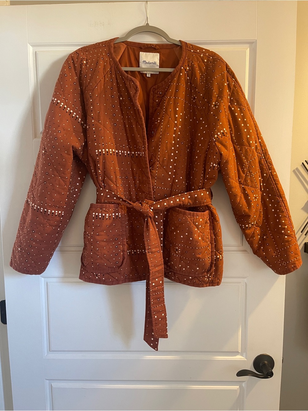 Madewell Quilted Button-Front Jacket in Burnt Orange - Picture 2 of 9